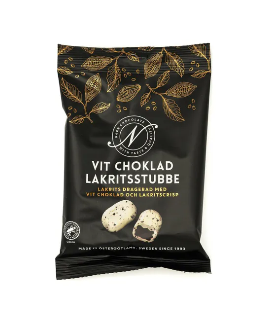 Hovedbilde Narr Vit Choklad Lakritsstubbe 100g